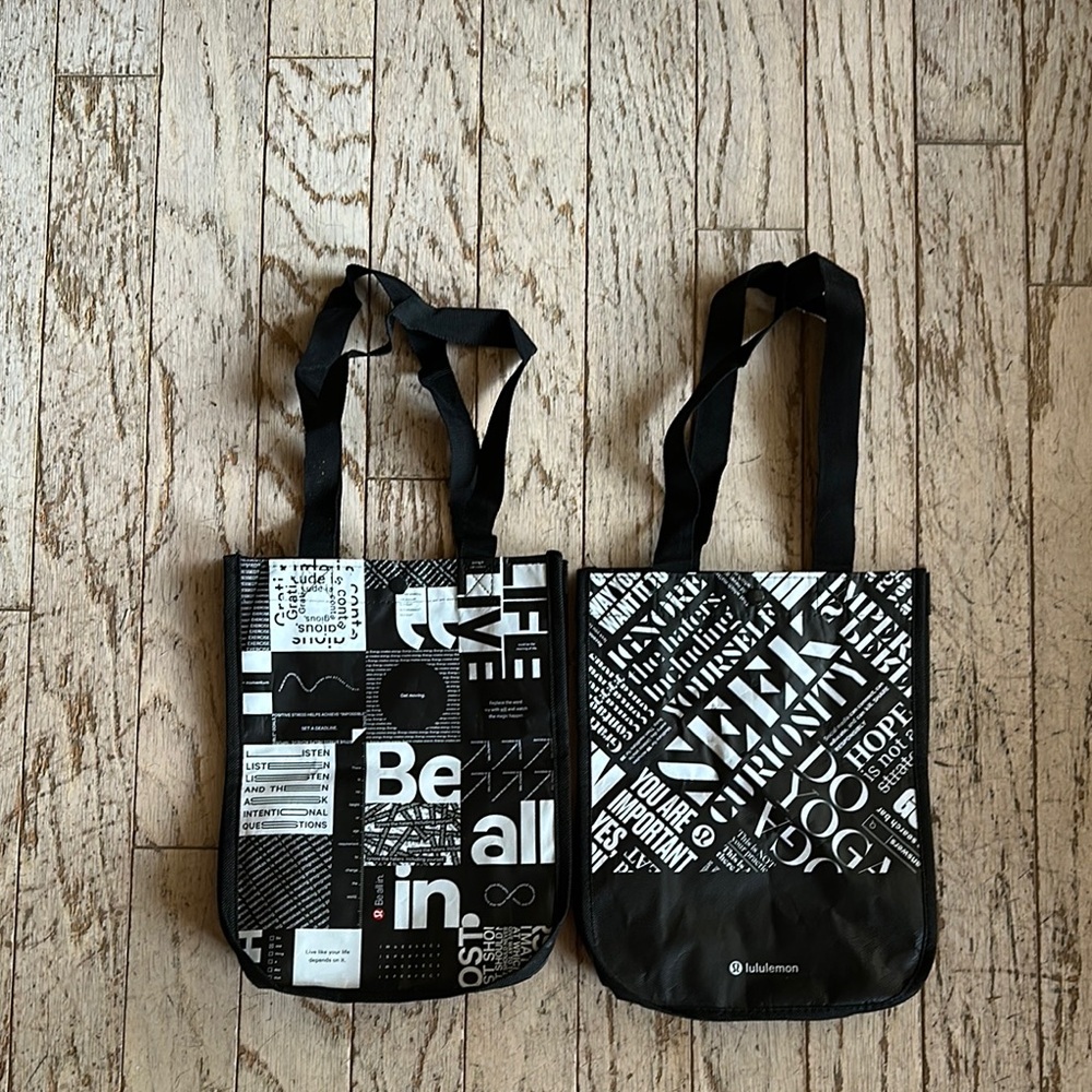lululemon athletica Black and White Tote Bag Set of 2